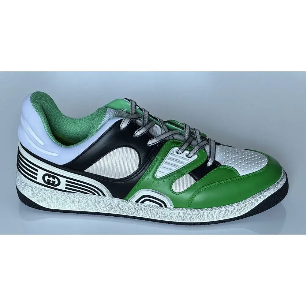 Gucci Men's Low-top White/Green Leather Sneakers 11.5 US (Gucci 11G) 697882 NIB